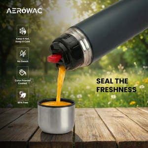 Bouteille d'eau isotherme sous vide en acier inoxydable noir, double paroi, réutilisable, ergonomique, portable pour les voyages - Product Image 2