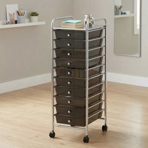 OEM 10-Tier Plastic Drawer Home Storage Furniture Wholesale DIY Office Home <b>Trolley</b> Cabinet Taiwan Manufacturer Metal Material - Product Image 6