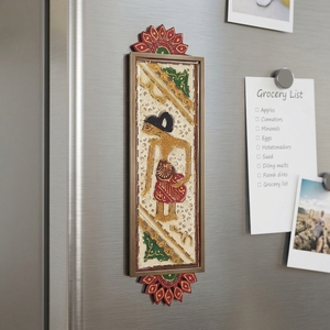 Handcrafted Indonesian Wayang Kulit Brown Frame Leather Fridge Magnet Traditional Cultural Souvenir Refrigerator Home Decor Acce - Product Image 5