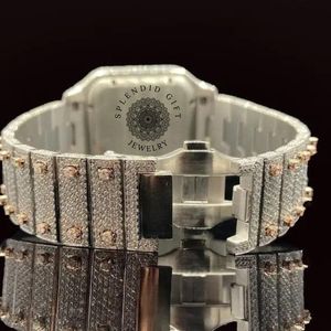 Reloj de Diamantes de Lujo, Regalo Espléndido, Esfera de Cristal de Zafiro, Movimiento de Cuarzo ETA, Caja de 28 mm, Correa de Moissanita Plateada, Elegante - Product Image 5