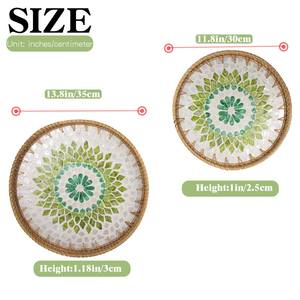 <b>High</b> Quality Mother Of Pearl Rattan Tray Cheapest Wholesale Price Handmade MOP Trays From Vietnam Tray For <b>Kitchen</b> <b>Table</b> Use - Product Image 3