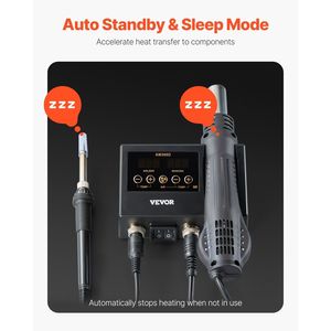 Station de retravaillage numérique à air chaud 2-en-1 750W avec fer à souder à température réglable - Product Image 5