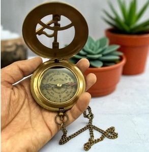 Classic Seafarer Brass Nautical <b>Compass</b> with Leather Pouch <b>Antique</b> Navigation Instrument for Hiking and Camping Trips - Product Image 3