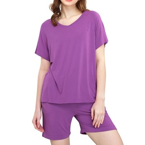 Women's 2-Piece Shorts Set Loose Fit O-Neck Top and Above Knee Shorts Breathable Knitted Casual <b>Wear</b> Spring Summer - Product Image 6
