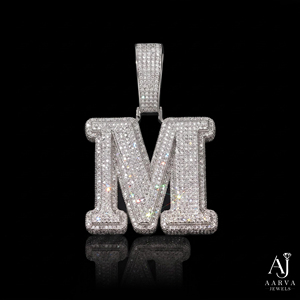 Collier chaîne en argent sterling 925 plaqué or rose avec pendentif lettre en moissanite serti clos, style hip-hop, breloque initiale - Product Image 3