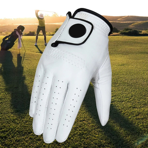 White leather <b>golf</b> glove Breathable outdoor sports Mens <b>golf</b> glove Womens <b>golf</b> glove finger protection - Product Image 4