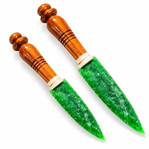 Cuchillo de vidrio verde Monalisa, daga artesanal de fibra óptica con mango de madera, 8 y 10 pulgadas, decorativo y coleccionable - Product Image 5