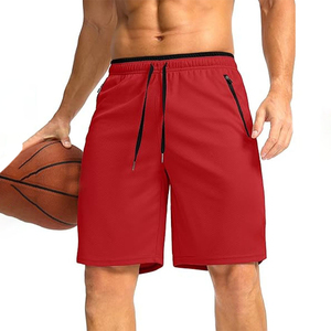 Premium <b>Men's</b> 100% Cotton <b>Red</b> Solid Color Quick Dry Sport <b>Shorts</b> Elastic Waist Knitted Polyester Mid Length Athletic Wear - Product Image 3