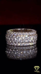แหวนเพชรโมอิสซาไนต์แบบ Iced Out ดีไซน์หรูหรา ทองคำขาว - Product Image 6