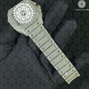 Reloj de Lujo para Hombre Charm_Jewells, Caja Cuadrada de Acero Inoxidable, Bisel con Diamantes, Movimiento Mecánico Analógico, Esfera de 40 mm, 10 Bar - Product Image 4