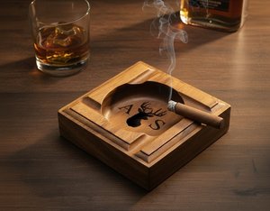 Cenicero de Escritorio de Madera Clásico de Alta Calidad, Hecho a Mano, Natural, Cuadrado, para Cigarros y Cigarrillos, para Hogar, Bar u Oficina - Product Image 3