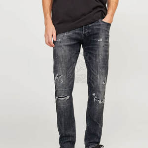 Jeans modernes coupe droite slim, style classique, tissu extensible, décontractés, pour tous les jours, pantalon tendance - Product Image 3