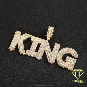 Collier pendentif lettre KING serti de diamants, style hip-hop personnalisé, chaîne cubaine en moissanite, bijoux pour hommes - Product Image 2