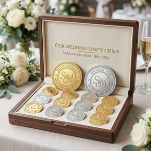 Monedas de Boda Personalizadas |   Conjunto de Arras Personalizado |   Aleación de Zinc Dorada Antigua |   Tienda de Regalos para Bodas, Venta al por Mayor, OEM, MOQ Bajo - Product Image 3