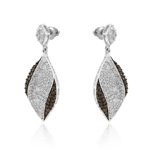 2.37 Cttw Round Cut White Champagne Natural Diamond Teardrop <b>Dangle</b> <b>Earrings</b> For Womens in 925 Sterling <b>Silver</b>, Prong Set - Product Image 3