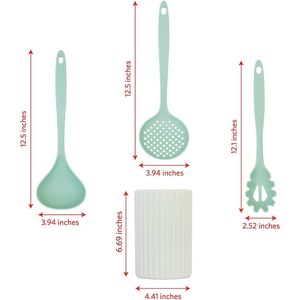 Set di 8 utensili da cucina in nylon antiaderente con porta utensili, schiumarola, paletta per spaghetti, spatola e paletta per girare - Product Image 2