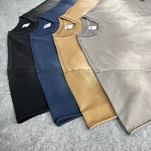 T-shirt Homme Oversize en Coton Effet Vieilli et Déchiré, Coupe Ample, Style Streetwear, Décontracté, Vintage, Basique, Été, Logo Personnalisable - Product Image 3