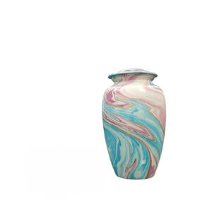 Elegant <b>Pastel</b> Marble Effect Metal Urn for Ashes Premium Adult Cremation Urn for Home Memorial Display and Lasting Remembrance - Product Image 1