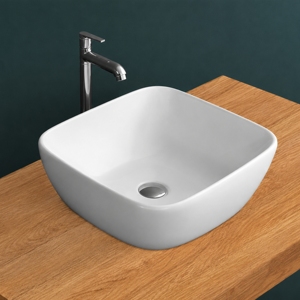 NEO Modern Glossy NSF Certified Single Hole Lever Faucet Countertop Basin with <b>Drainer</b> - Product Image 3