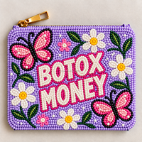 Dompet Koin Manik-Manik Kustom, Kantong Resleting Manik-Manik, Tas Rias Bordir Bunga Daisy, Tas Tangan, Untuk Pesta Malam, Grosir OEM