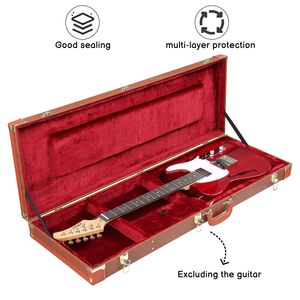 Custodia per Chitarra Elettrica in Legno Duro, Forma Quadrata, Rivestimento in Pelle PU con Imbottitura in Schiuma per Chitarre Elettriche Stile ST TL Burning Fire 170 - Marrone - Product Image 2