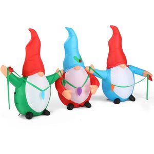 Decorazione Natalizia Gonfiabile in PVC Illuminata da 6,6 Piedi, Divertenti Tre Gnomi Elfi per Giardino, Decorazioni Gonfiabili Natalizie - Product Image 1