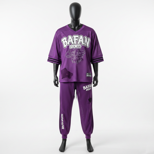 Premium <b>men</b> mesh jersey and jogger pant set 190 GSM lightweight airflow fabric <b>purple</b> training wear with 2 Pieces Sets <b>men's</b> - Product Image 1