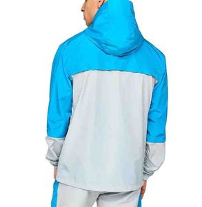 <b>Men's</b> Color Blocking Hooded Jacket Quarter <b>Zip</b> Lightweight Polyester Sporty Spring Wear Regular Fit With Side <b>Pockets</b> Jacket - Product Image 6