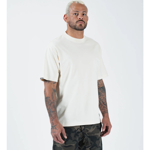 High Quality Men's Luxury T-<b>Shirt</b> <b>100</b>% <b>Polyester</b> Thick Solid Color Custom Oversized Embroidery Anti-Pilling 320g Fabric Weight - Product Image 5