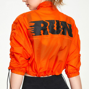 Sporty <b>Womens</b> Autumn/Winter Cropped Printed Breathable Quick Dry <b>Lightweight</b> Waterproof Windbreaker Reversible Bomber <b>Jacket</b> - Product Image 4