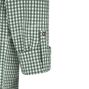 Chemises bavaroises pour hommes, coupe ajustée, manches longues, coton, à carreaux, vert et blanc, boutonnées. - Product Image 3