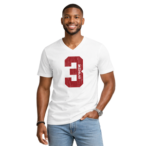 Camiseta con Cuello en V Kappa Alpha Psi Número 3 Blanca, Ropa de Fraternidad Griega con Gráfico Audaz, Comodidad Premium y Ajuste Elegante - Product Image 1