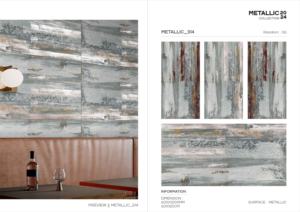 กระเบื้องพอร์ซเลนเมทัลลิกแบบใหม่ ขนาด 600x1200 มม. รูปแบบขนาดใหญ่ พื้นผิวมันเงา พรีเมียม สำหรับตกแต่งผนังและพื้นภายในและภายนอกอาคาร ดีไซน์ทันสมัย ระดับพรีเมียม - Product Image 2