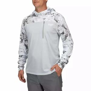 Upf 50+ Sun Protection Hooded Fishing Moisture Wicking Polyester Men's Long Sleeve Uv Fishing Hoodies With <b>Neck</b> <b>Gaiter</b> - Product Image 1
