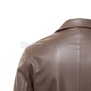 Chaqueta de Cuero para Motociclista, Estilo Casual, Ajustada, Elegante, Color Marrón, Personalizada, de Alta Calidad OEM, en Oferta, para Hombre - Product Image 6