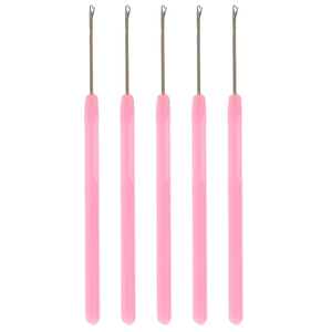 Aiguilles à crochet pour extensions de cheveux avec poignée rose, pour l'installation et le retrait de micro-anneaux, pour une utilisation professionnelle en salon de coiffure - Product Image 1