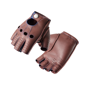 <b>Half</b> Finger Leather Racing Gloves Yellow Black Button Closure Unisex Cycling Riding Non <b>Slip</b> Universal Fit - Product Image 4