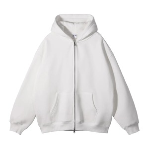 Sweat-shirt à capuche zippé pour homme, gris chiné, manches longues, avec poche avant - Product Image 2
