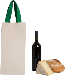 Cotton Canvas Bottle Gift Sleeve Reusable Beverage Tote - Product Image 2