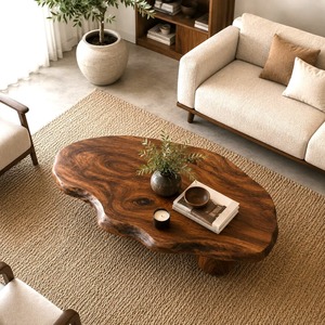 Luxali Wooden Live edge coffee <b>table</b> art sculpture solid wood center <b>table</b> handmade furniture decoration - Product Image 5
