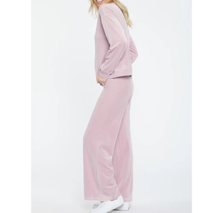 ชุดจ็อกเกอร์ผู้หญิงขายส่ง ชุดลำลองกำมะหยี่สีชมพูสุดฮิต กางเกงขายาวทรงกว้างและเสื้อท่อนบน ชุดวอร์ม ชุดออกกำลังกาย ชุดจ็อกเกอร์ผู้หญิง - Product Image 3