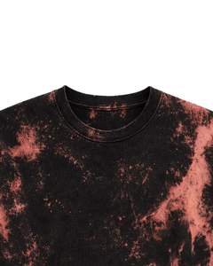 Camiseta de algodón negra personalizada con efecto tie-dye para hombre, cuello redondo, manga corta, lavado vintage, estilo casual urbano, OEM, para verano - Product Image 4