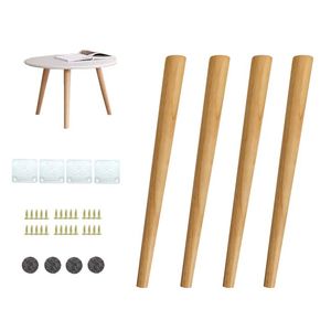 Custom Heavy Duty Wooden Tapered Round Furniture Legs for Kitchen Coffee <b>Table</b> <b>End</b> <b>Table</b> Chair DIY Replacement Natural Wood - Product Image 2