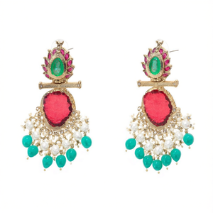 Pendientes de Moda de Latón en Tono Dorado con Perlas y Diamantes para Regalo de Boda - Product Image 2