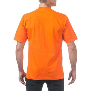 T-shirt à manches courtes en tricot uni orange, col rond, style streetwear pour homme, 100% coton respirant, été, grande taille - Product Image 1