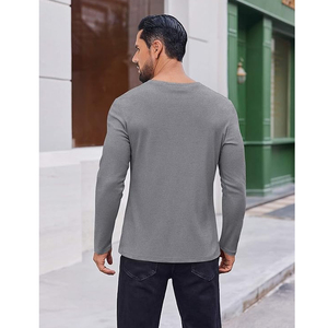 T-shirt à manches longues en coton de haute qualité pour hommes, col rond basique uni, impression personnalisée, fabricant OEM ODM - Product Image 4