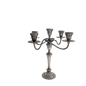 Elegant Silver 5-Arm Metal <b>Candelabra</b> Tall Polished Aluminum Wedding & Event Centerpiece Classic Home Dining Table Decor - Product Image 6