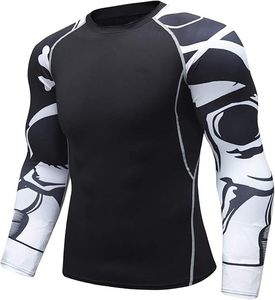 Camiseta de Compresión Deportiva Negra para Hombre con Logotipo Personalizado y Mangas con Estampado de Calavera, para Entrenamiento - Product Image 2