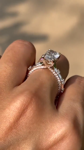 Bague solitaire de fiançailles en or massif 14 carats avec diamant de laboratoire taille radiant de 3 carats, style vintage, cadeau d'anniversaire - Product Image 3