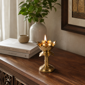 Brass Traditional Kerala Nilavilakku <b>Oil</b> <b>Lamp</b> Set Handmade Pooja Deepam Decorative Diya Temple <b>Lamp</b> Festival Home Decor Gift - Product Image 2